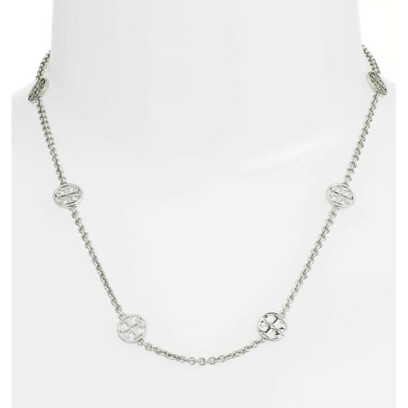 TORY BURCH Delicate Logo Necklace Silver - Picture 1 of 4